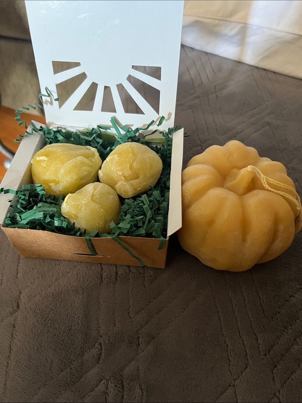 Beeswax Pumpkin Candle & Ballerina Farms Brussels sprouts candles (3)